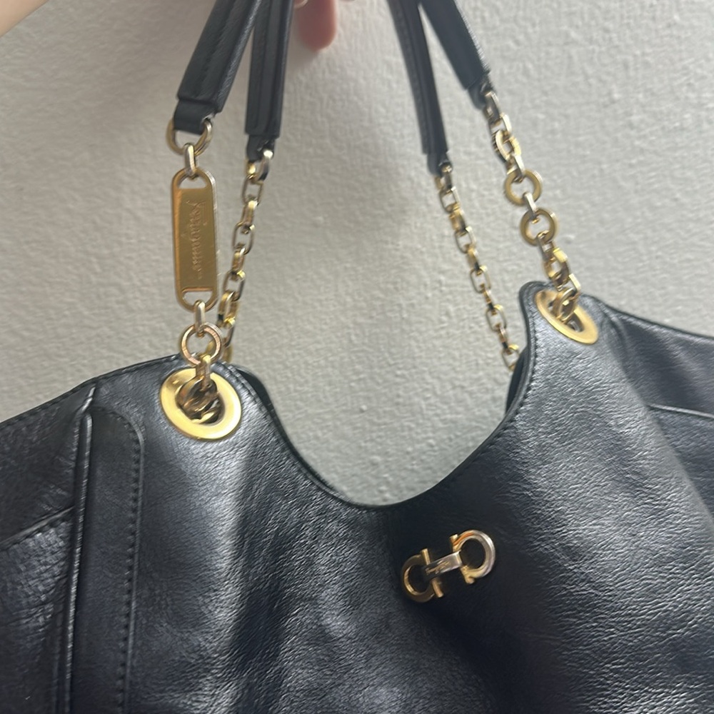 Salvatore Ferragamo Black Satchel with Gold Accents - Picture 3 of 13